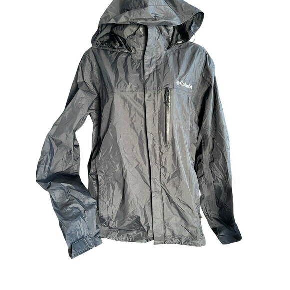Columbia Rain Jacket Women’s  Black Pouration Hooded Breathable Venting SZ M - Picture 2 of 13